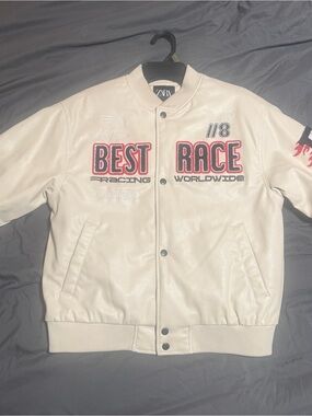 ZARA White Racing Bomber Jacket - Best Race boys 11-12